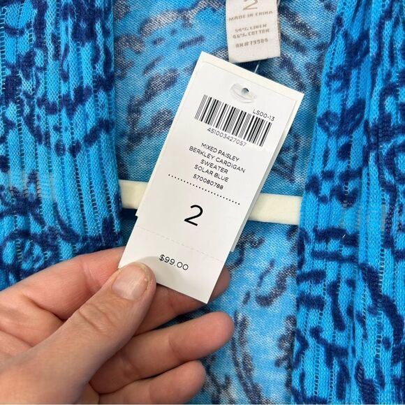 New with tags Chico linen blend cardigan sz 2 M PAISLEY CARDIGAN BLUE 570080788 - Picture 14 of 16